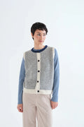 Compania Fantastica 10424 Striped Knit Vest - White/Grey