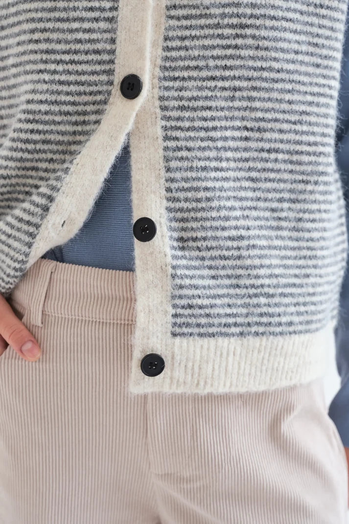 Compania Fantastica 10424 Striped Knit Vest - White/Grey
