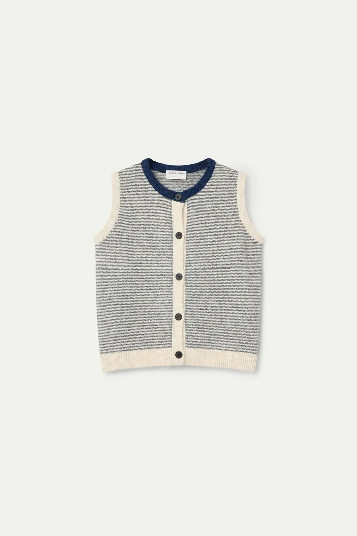 Compania Fantastica 10424 Striped Knit Vest - White/Grey