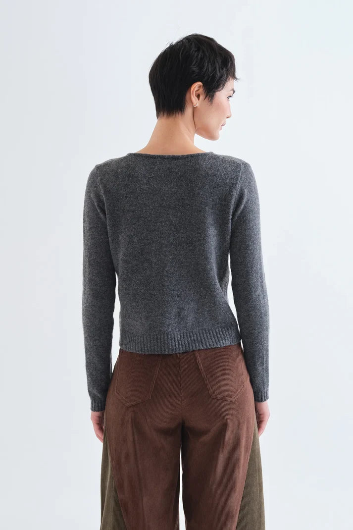 Compania Fantastica 10243 Heart Button Cardigan - Dark Grey
