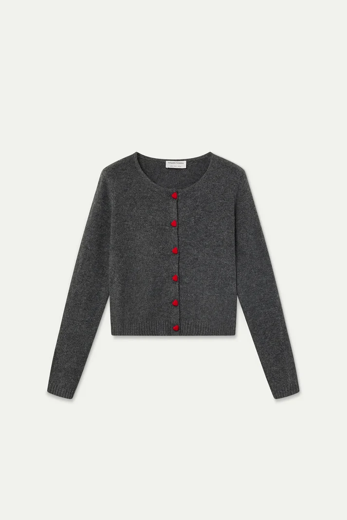Compania Fantastica 10243 Heart Button Cardigan - Dark Grey