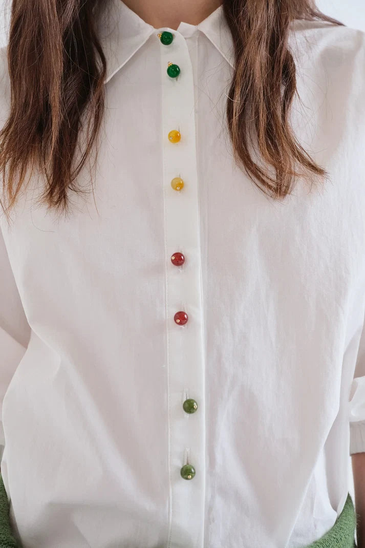 Compania Fantastica 11071 Multi Jewel Button Shirt - White
