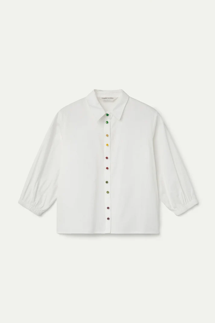 Compania Fantastica 11071 Multi Jewel Button Shirt - White
