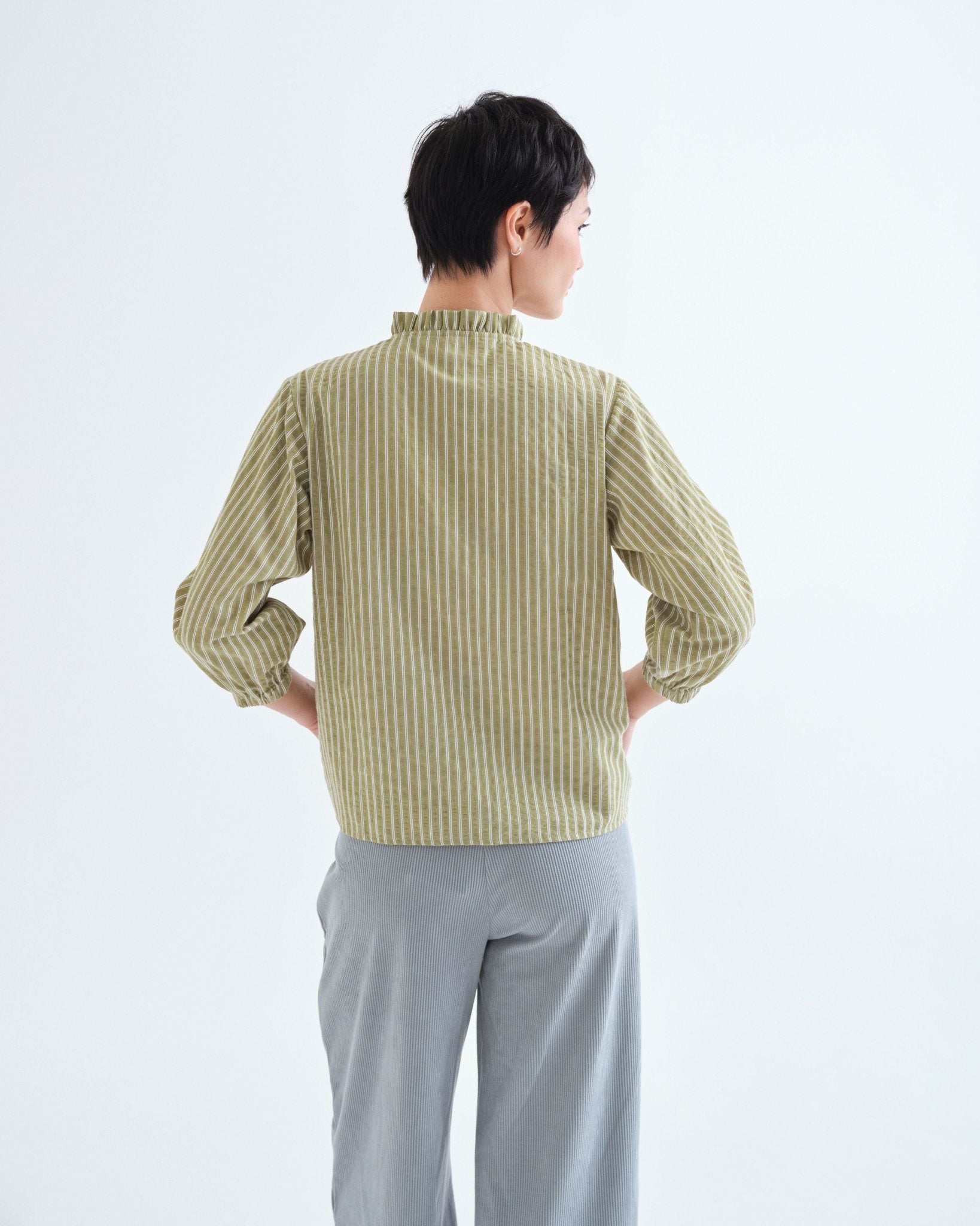 picture of Compania Fantastica 11089 Striped Shirt - Light Green - Number Two - womens - fashion - clothing - Compania Fantastica 3