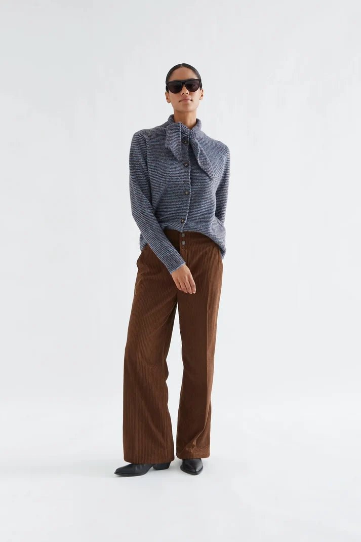 picture of Compania Fantastica 10262 Tie Collar Stripe Cardigan - Brown/Blue - Number Two - womens - fashion - clothing - Compania Fantastica 4