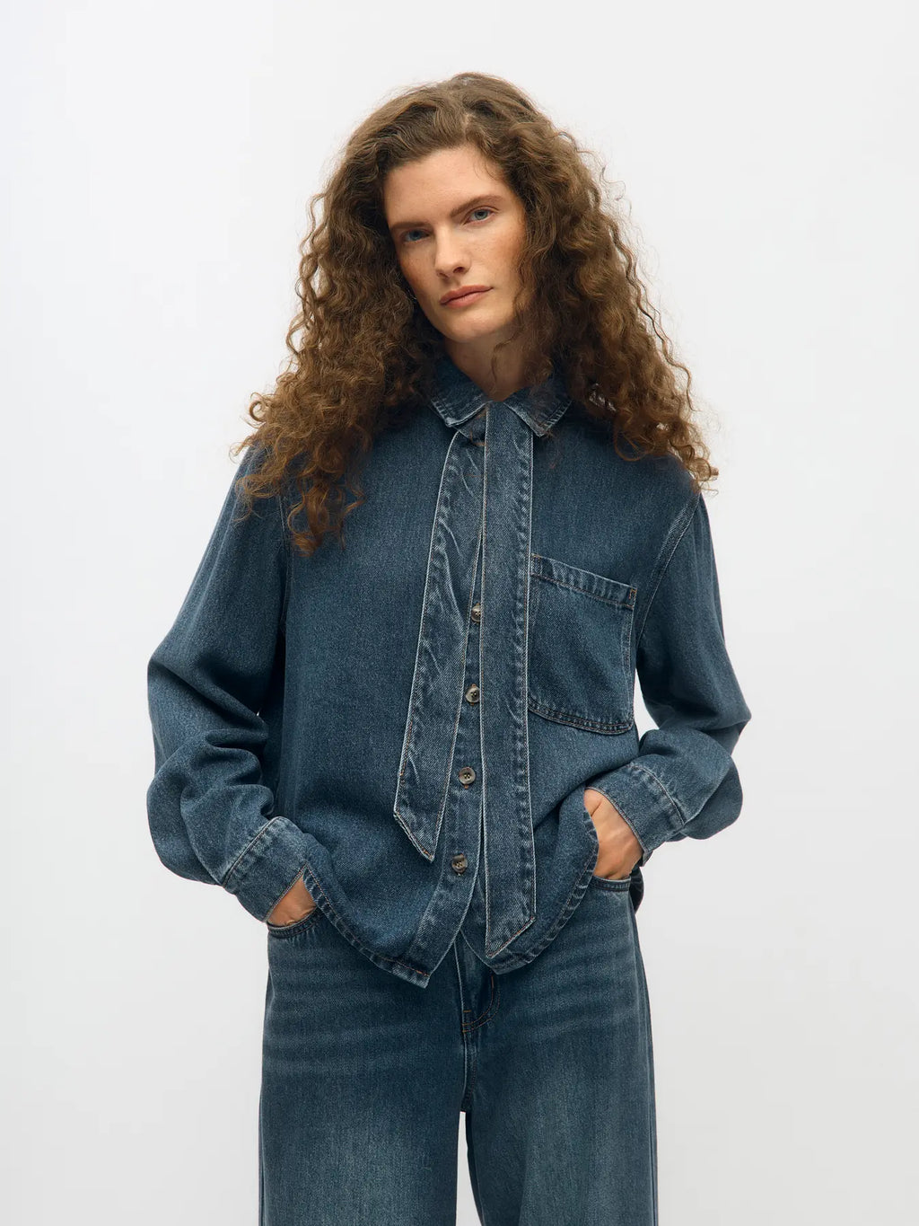 Object Rosie Shirt - Medium Blue Denim