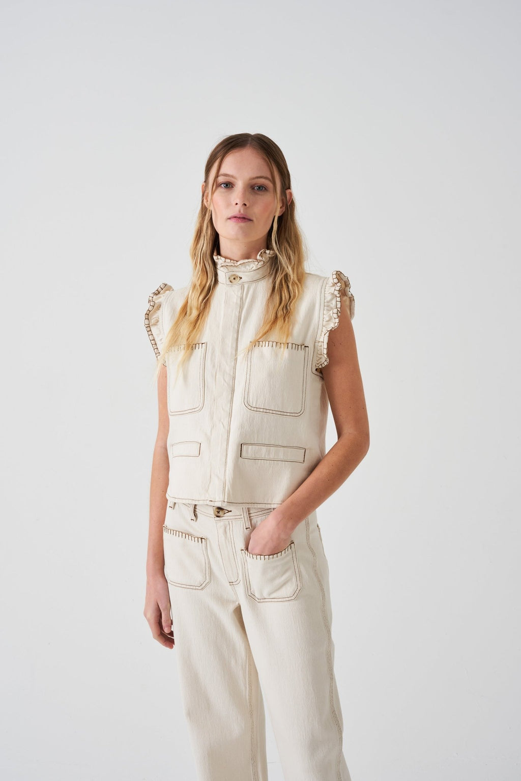 picture of Seventy + Mochi Pablo Waistcoat Ecru - Number Two - womens - fashion - clothing - Seventy + Mochi 3