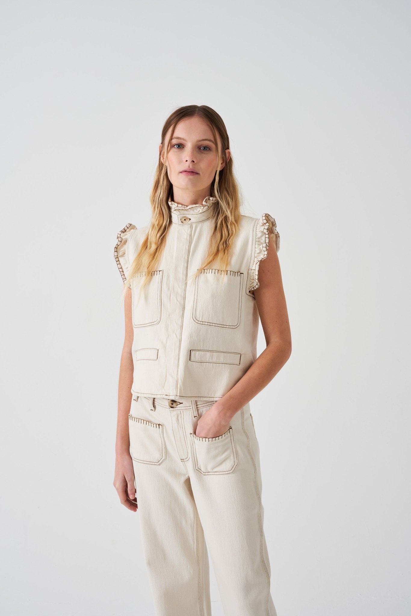 picture of Seventy + Mochi Pablo Waistcoat Ecru - Number Two - womens - fashion - clothing - Seventy + Mochi 3
