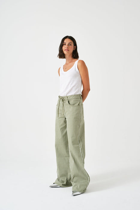 Seventy + Mochi Blake Jean Vintage Moss Wide Stripe