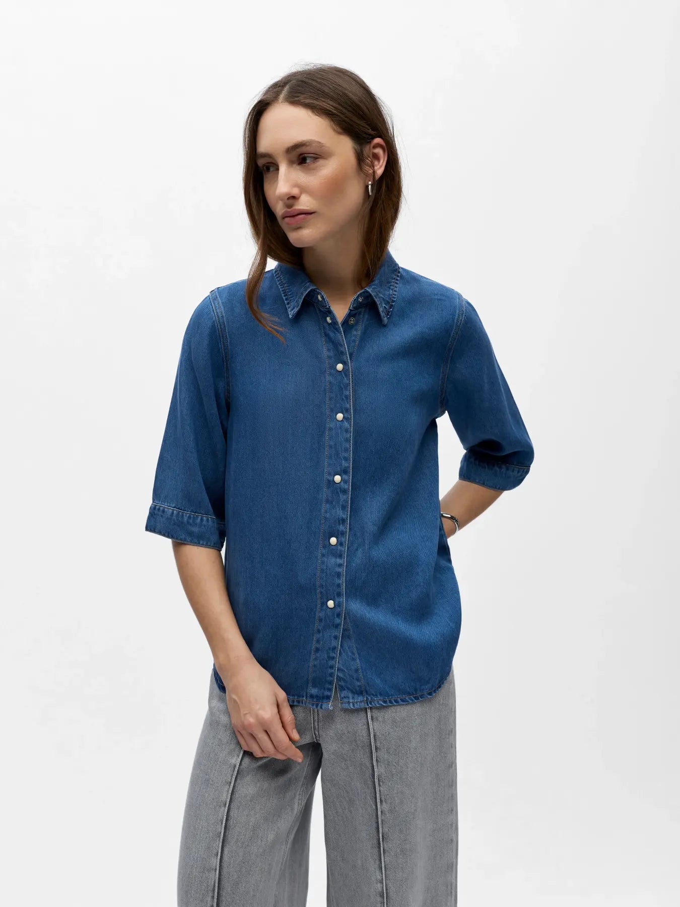 picture of Object Frame 2/4 Denim Top - Medium Blue Denim - Number Two - womens - fashion - clothing - Object 1