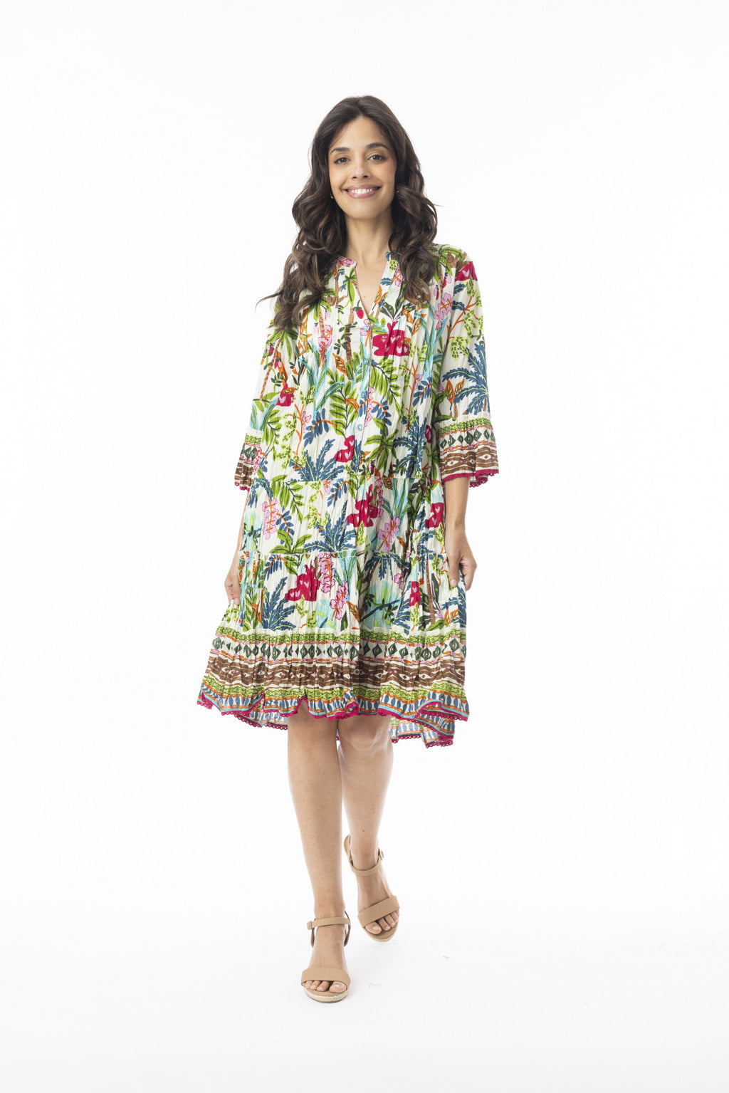 picture of Orientique Ovahe Printed Pleated Dress - Number Two - womens - fashion - clothing - Orientique 1
