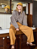 Black Colour SIENNA Striped  Pant - Mustard