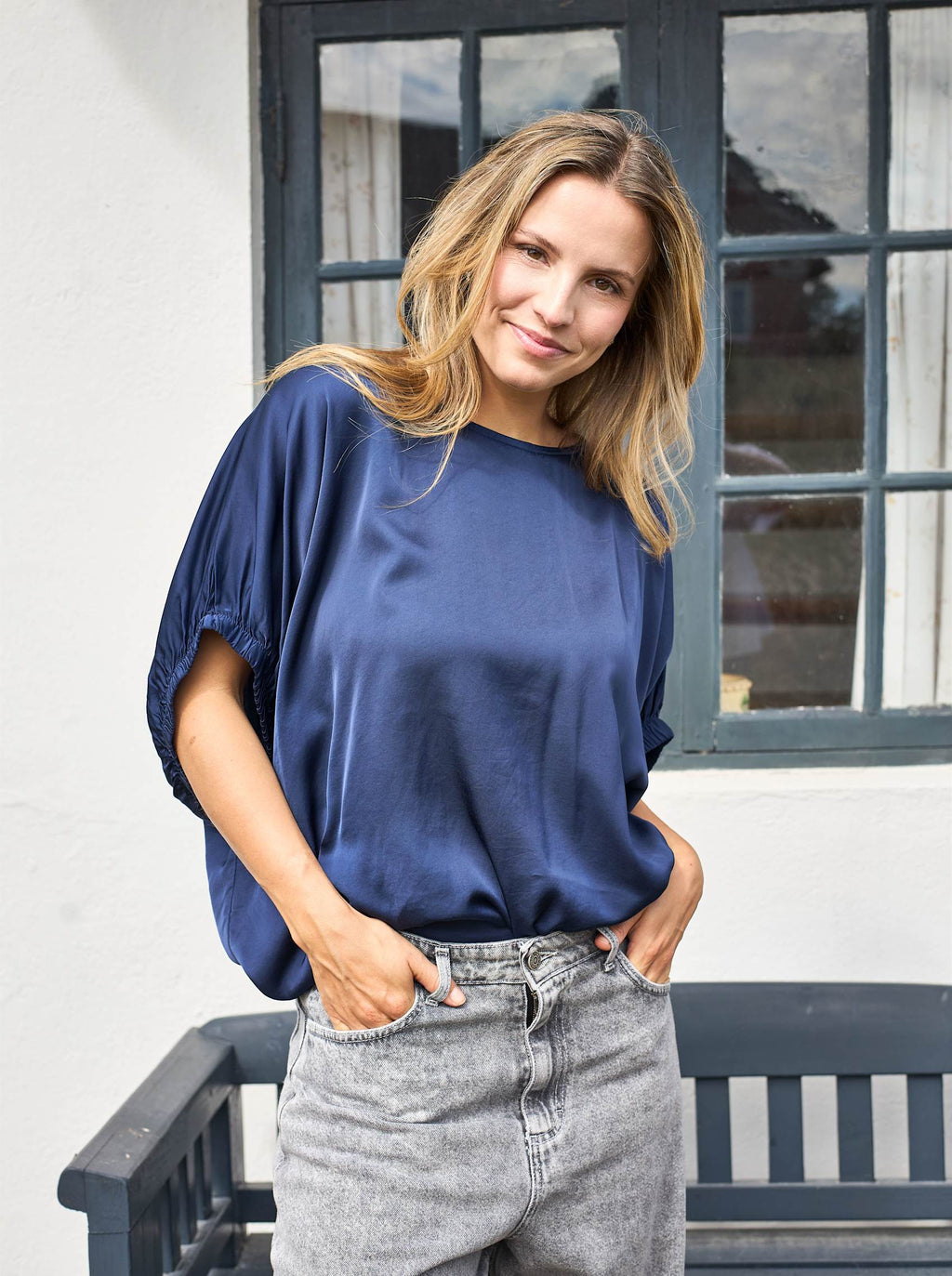 Black Colour Mable Blouse  - Navy