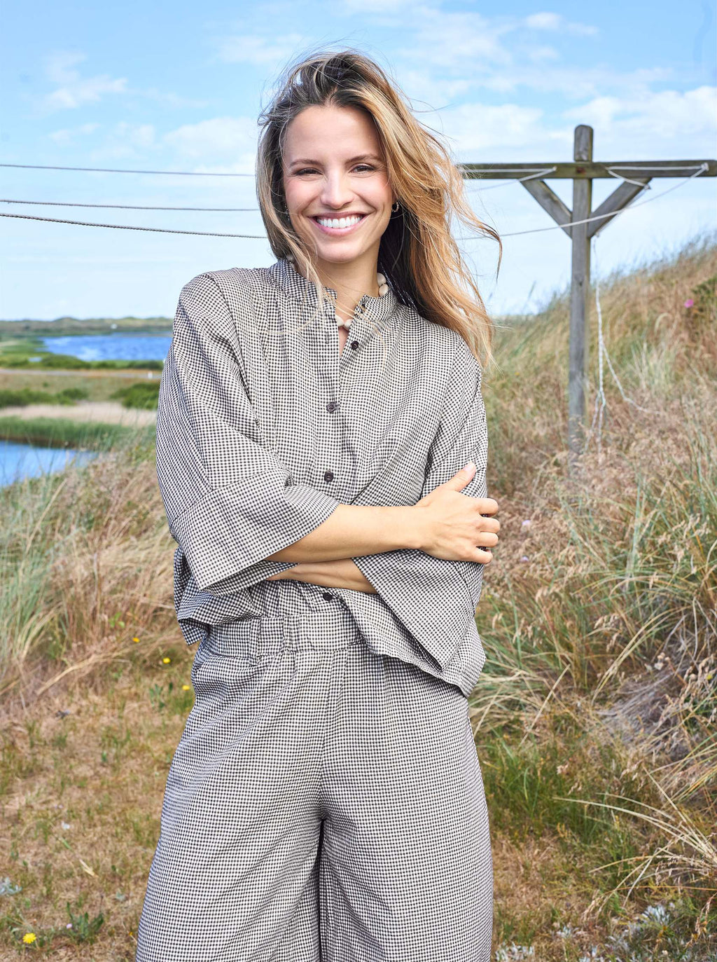 Black Colour MANON Loose Shirt  - Coffee Gingham