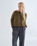 Compania Fantastica 10238 Stripe Cardigan - Chocolate/Lime