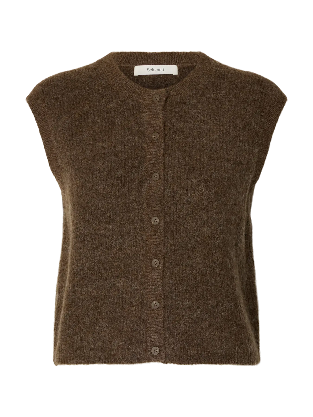 Selected Lulu Button Vest  - Dachshund Melange