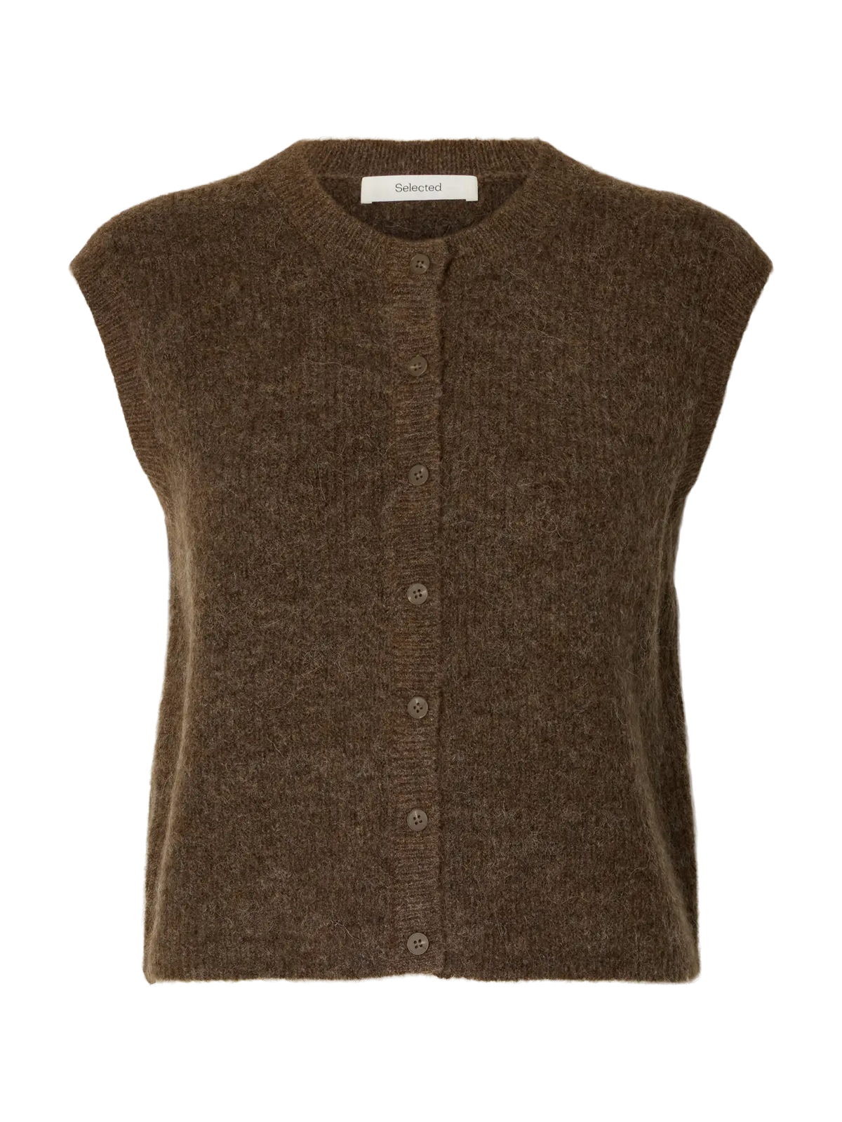 Selected Lulu Button Vest  - Dachshund Melange