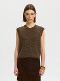 Selected Lulu Button Vest  - Dachshund Melange