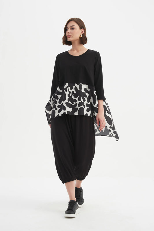 picture of Tirelli Ava Printed Top - Black/Cream - Number Two - womens - fashion - clothing - Tirelli 1