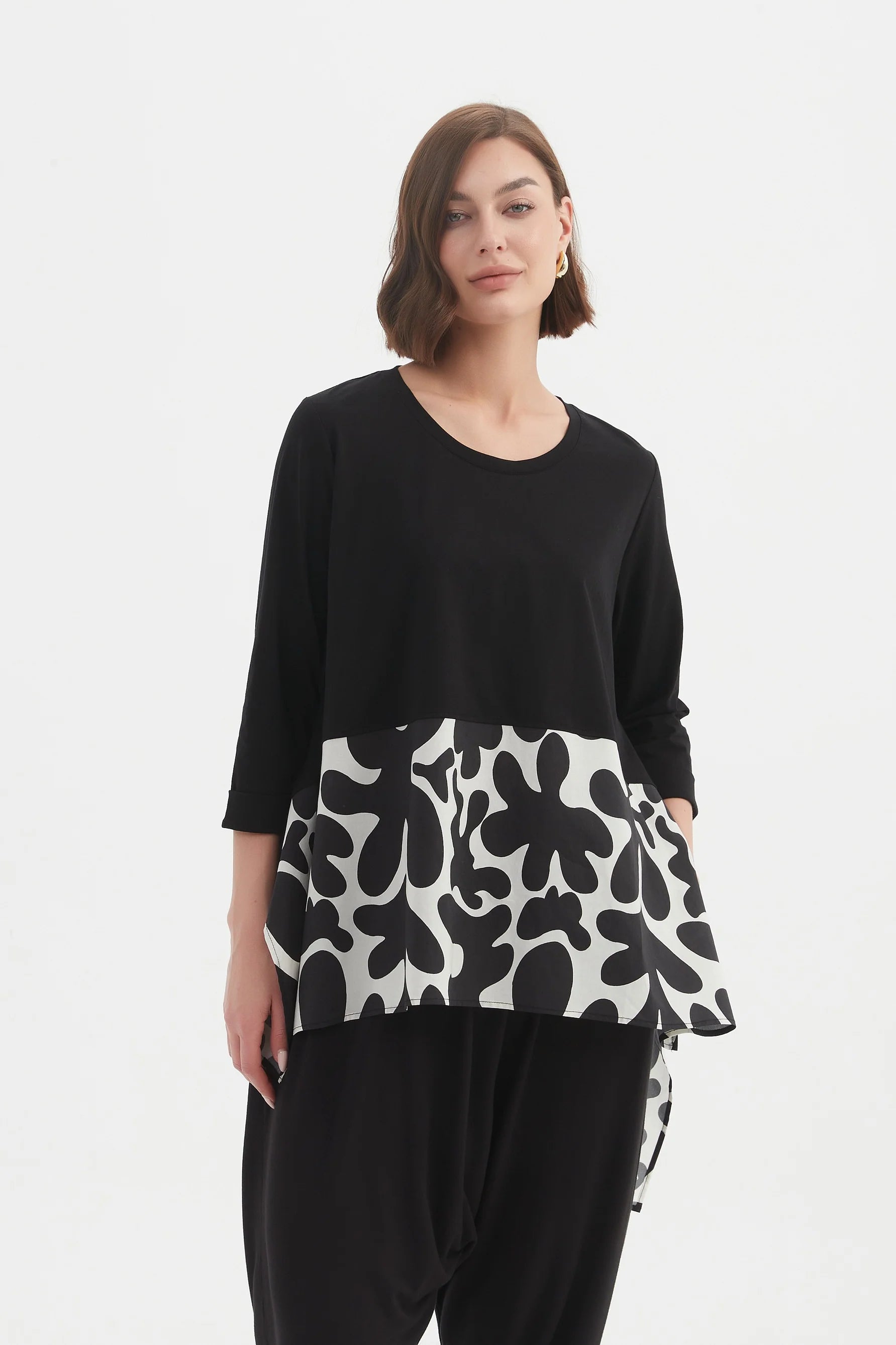 picture of Tirelli Ava Printed Top - Black/Cream - Number Two - womens - fashion - clothing - Tirelli 5