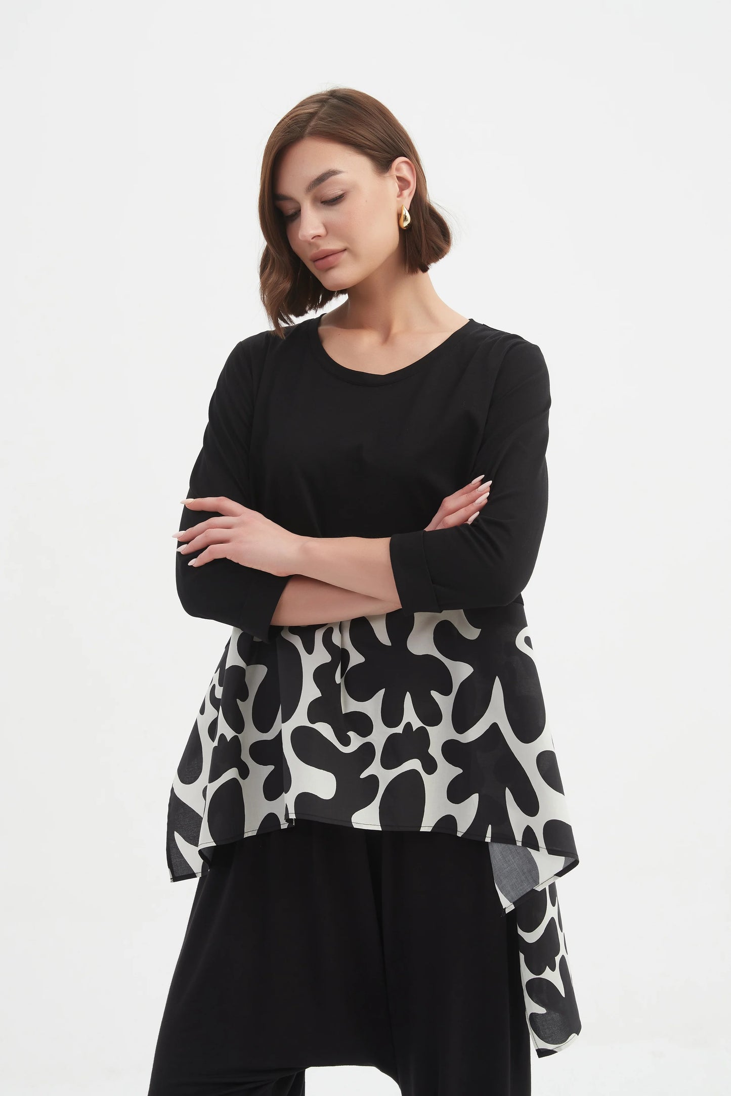 picture of Tirelli Ava Printed Top - Black/Cream - Number Two - womens - fashion - clothing - Tirelli 4