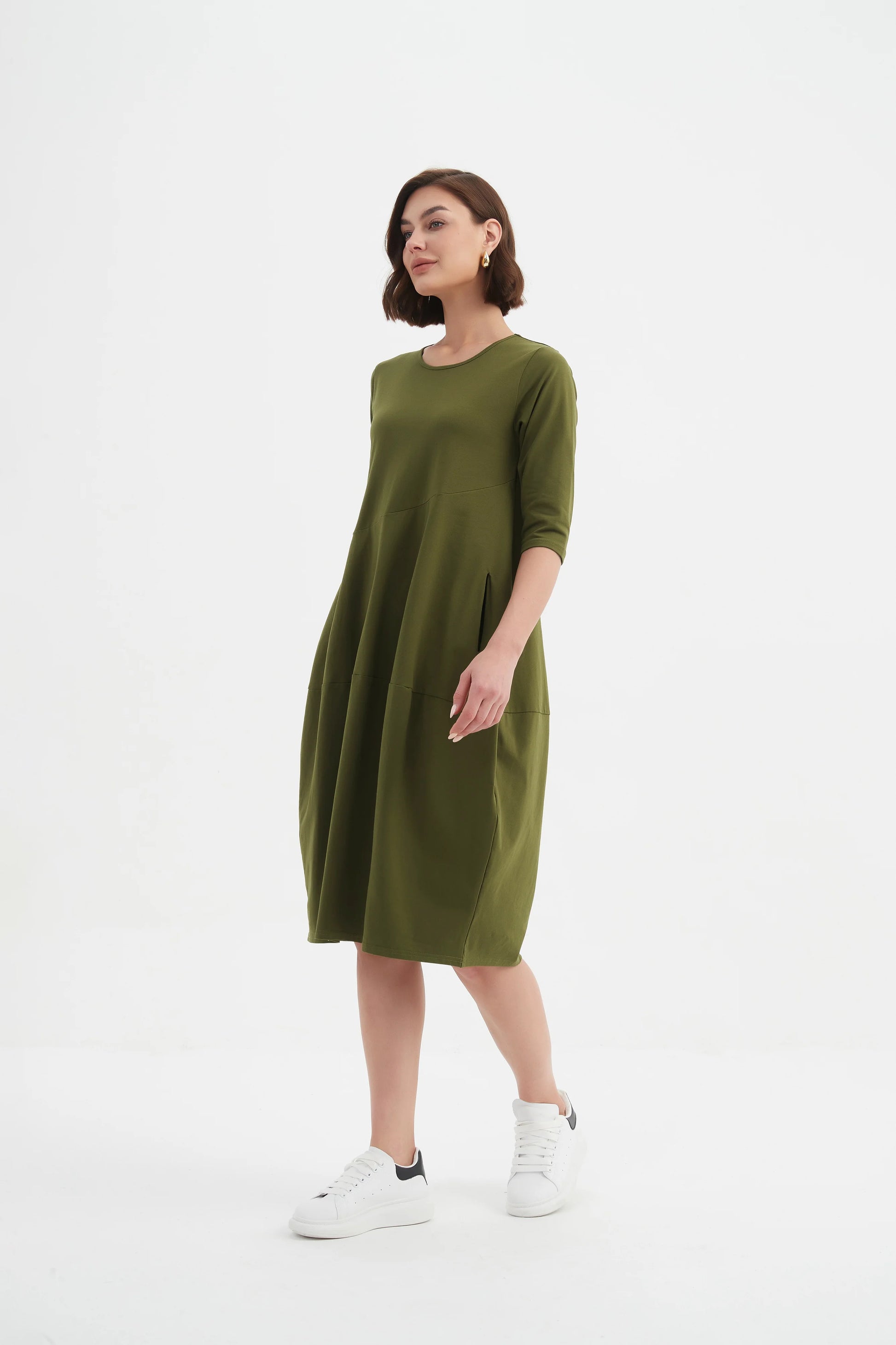picture of Tirelli Diagonal Seam Winter Dress - Khaki - Number Two - womens - fashion - clothing - Tirelli 4