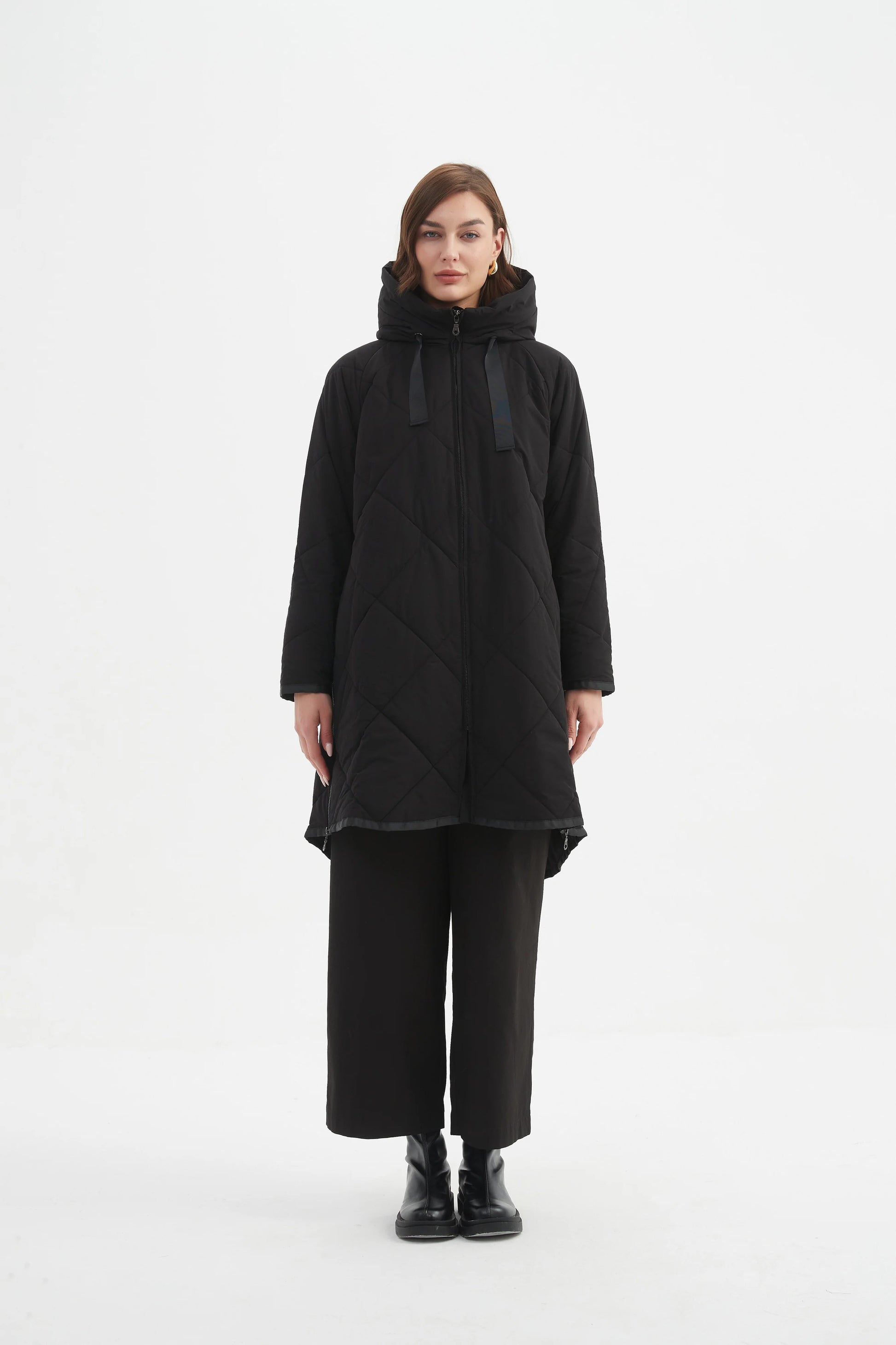 picture of Tirelli Zip Hem Winter Coat - Black - Number Two - womens - fashion - clothing - Tirelli 4