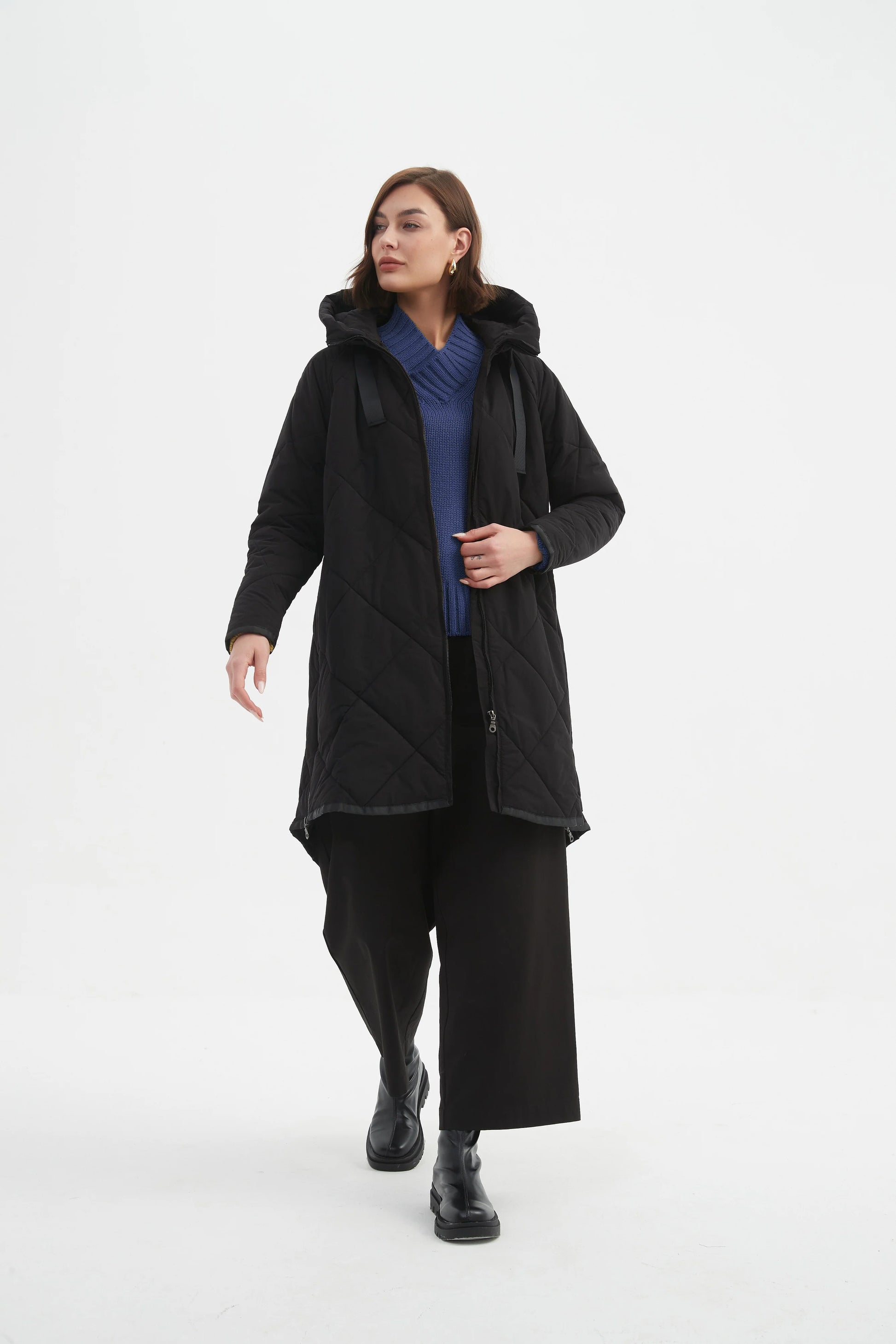 picture of Tirelli Zip Hem Winter Coat - Black - Number Two - womens - fashion - clothing - Tirelli 3