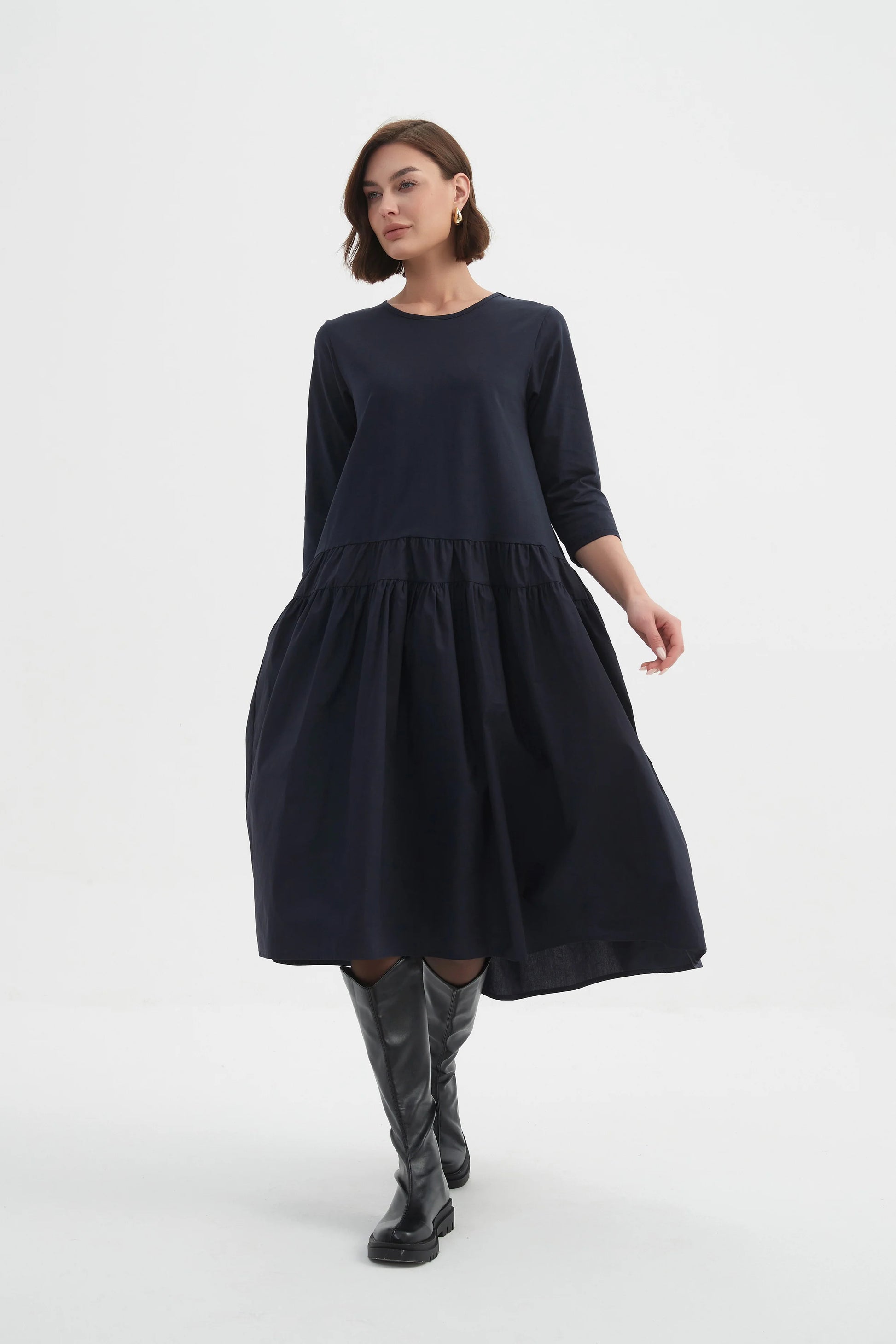 picture of Tirelli Drop Waist Combi Dress - Navy - Number Two - womens - fashion - clothing - Tirelli 2