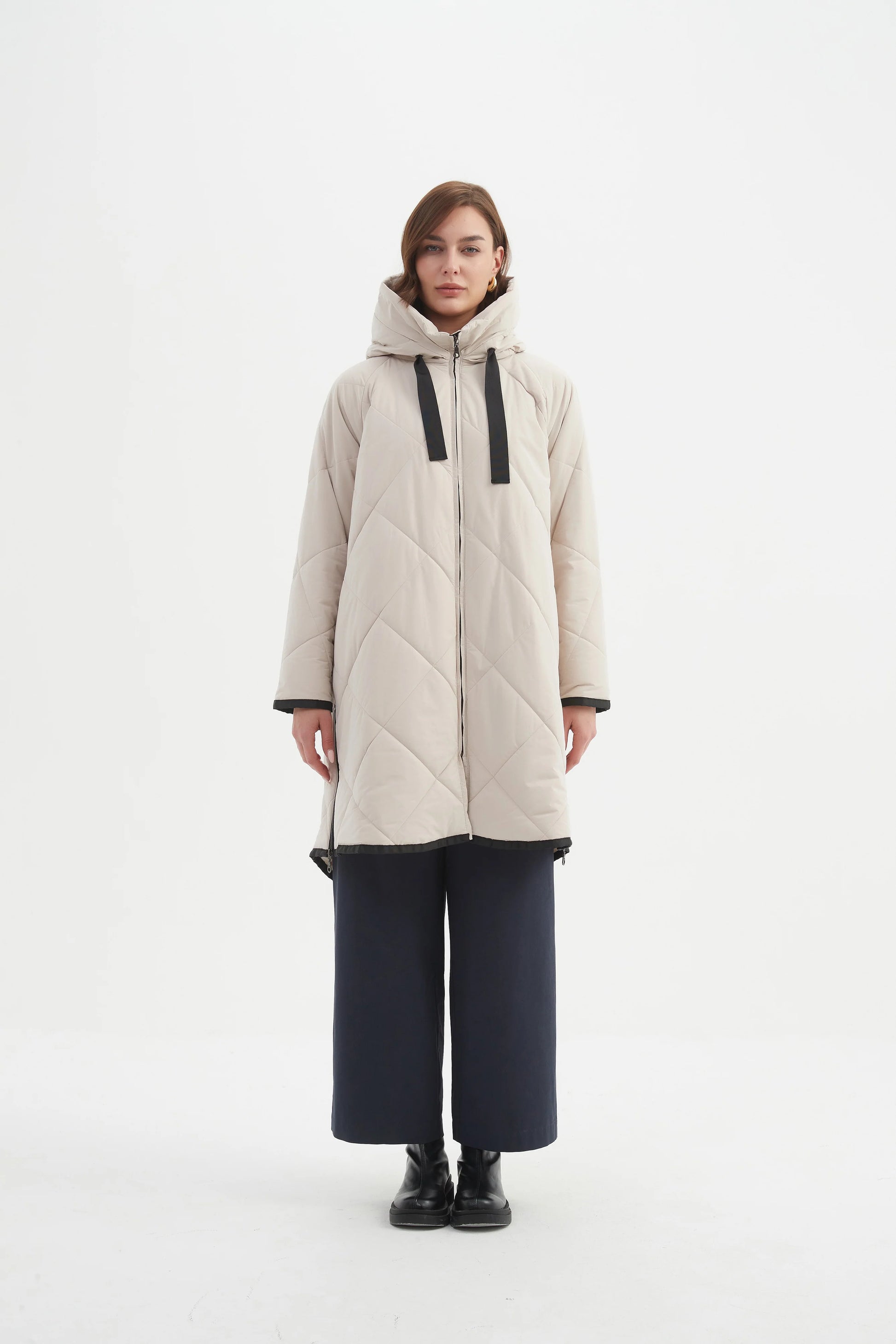 picture of Tirelli Zip Hem Winter Coat - Cream - Number Two - womens - fashion - clothing - Tirelli 4