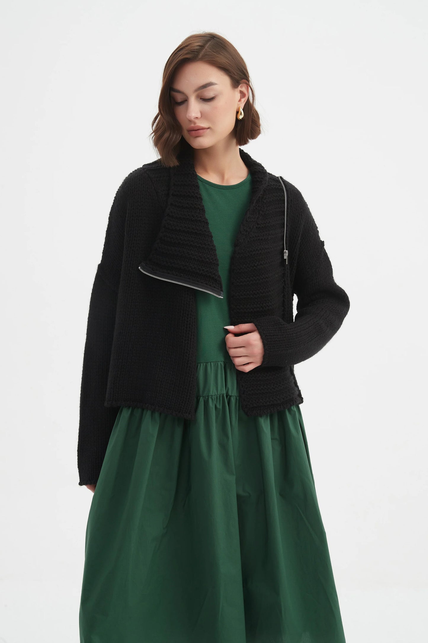 picture of Tirelli Zip Collar Cardigan - Black - Number Two - womens - fashion - clothing - Tirelli 2