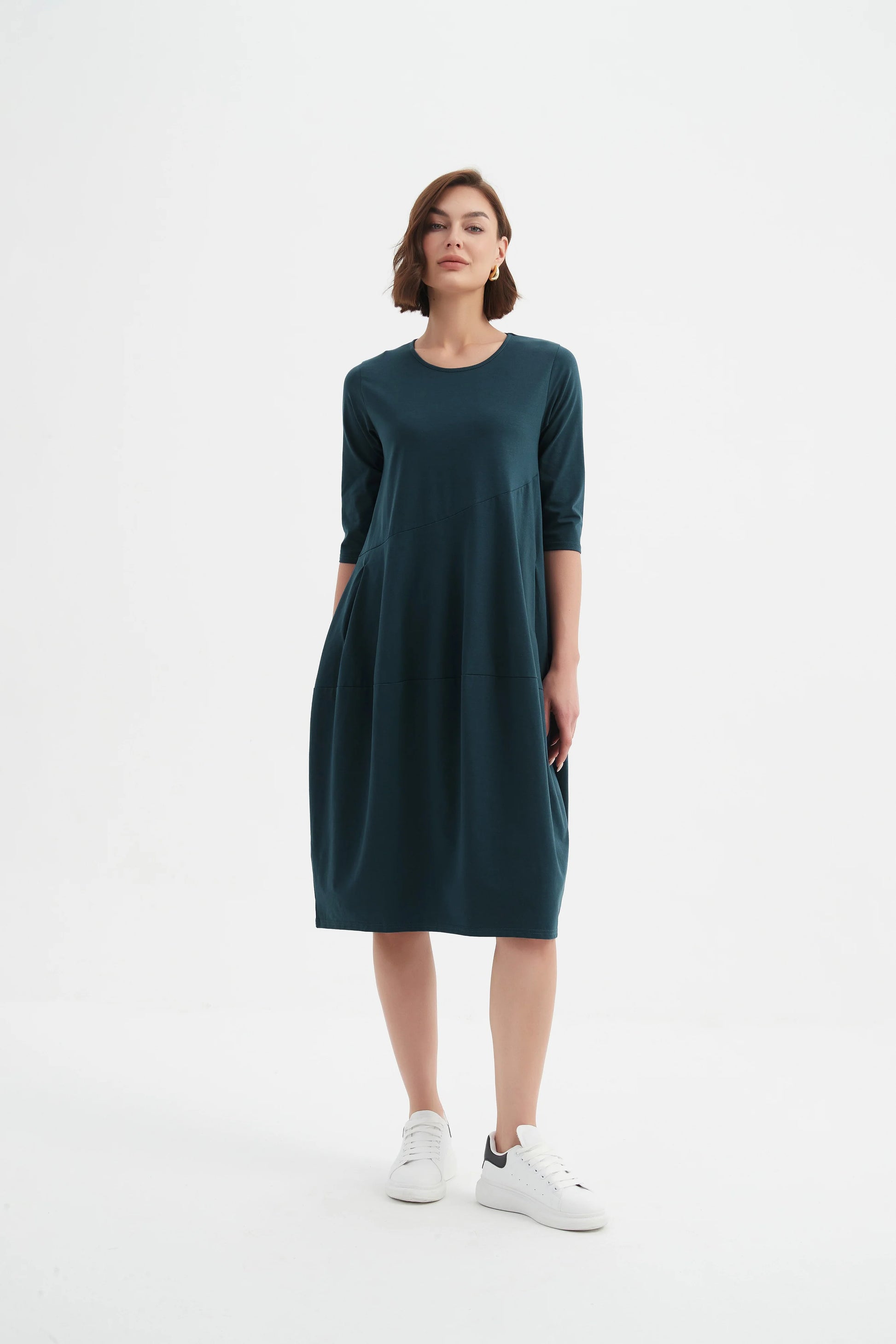 picture of Tirelli Diagonal Seam Winter Dress - Deep Ocean - Number Two - womens - fashion - clothing - Tirelli 1