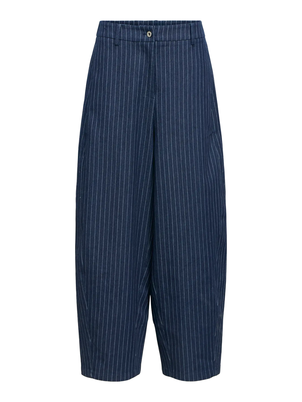 Object Asra Barrel Trousers - Dark Blue Denim Pin Stripe