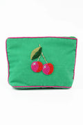 picture of My Doris Medium Velvet Beaded Pouch - Mint Green Cherry - Number Two - womens - fashion - accessories - My Doris 1