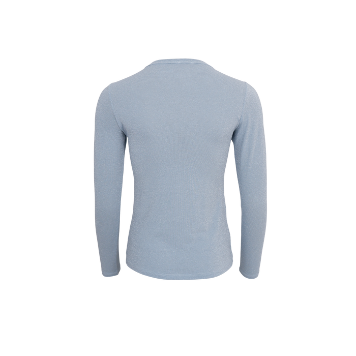 Black Colour FAYE Lurex Blouse T Shirt- Ice Blue