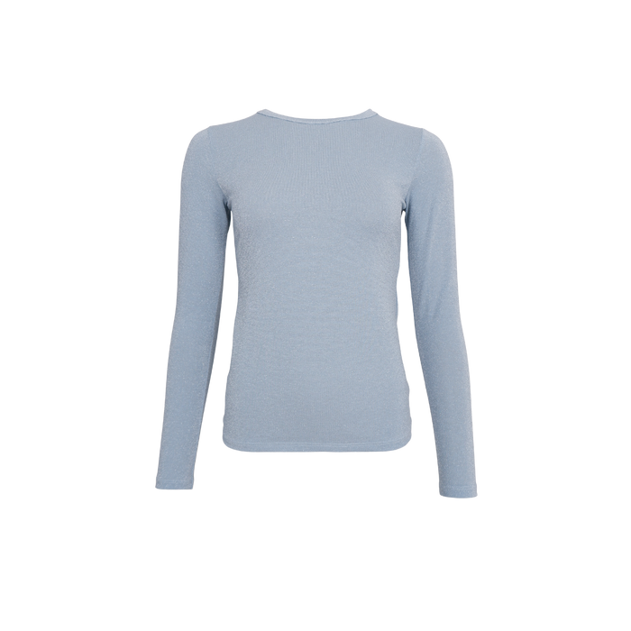 Black Colour FAYE Lurex Blouse T Shirt- Ice Blue