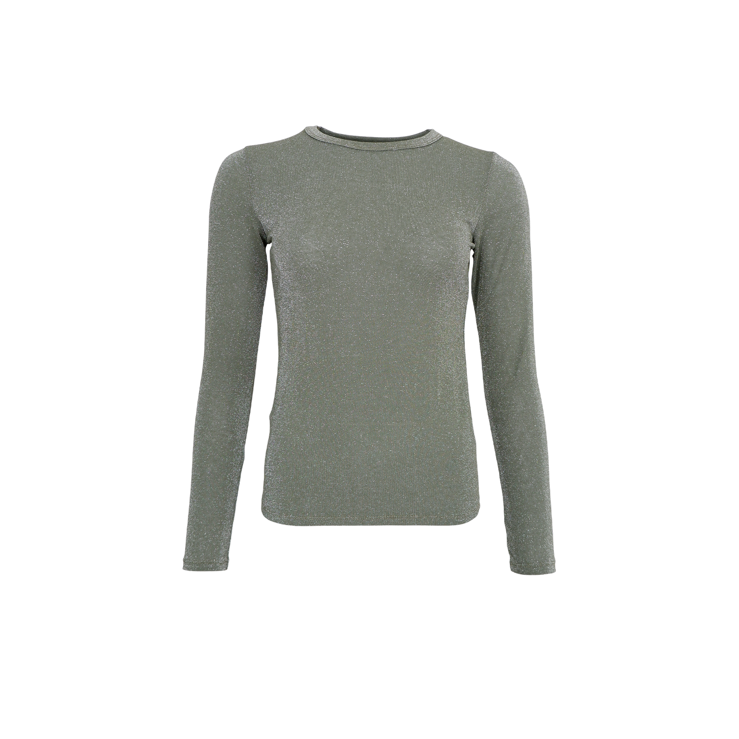 Black Colour FAYE Lurex Blouse T Shirt- Olive