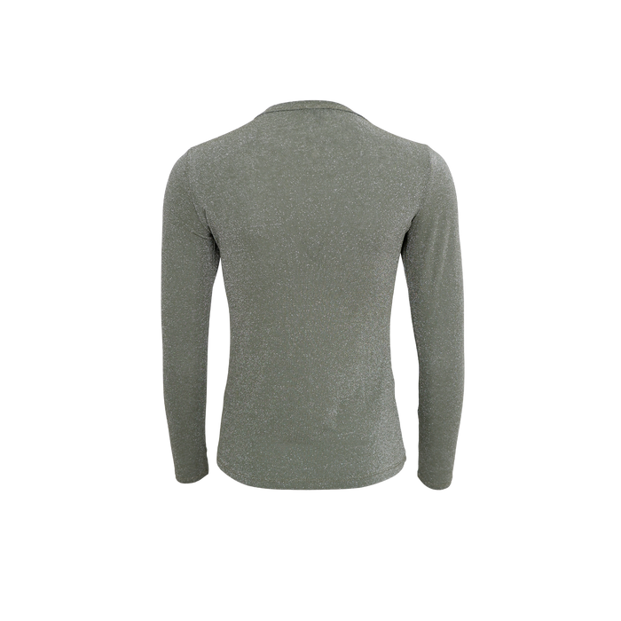 Black Colour FAYE Lurex Blouse T Shirt- Olive