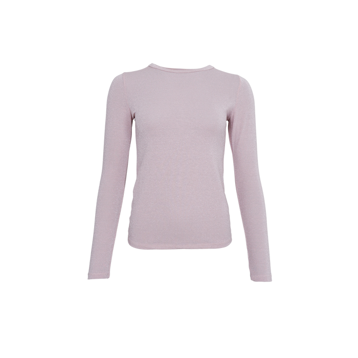 Black Colour FAYE Lurex Blouse T Shirt- Pale Rose