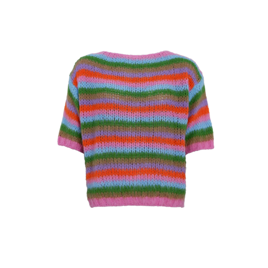 Black Colour MADDY Multi Striped Jumper- Green Mix