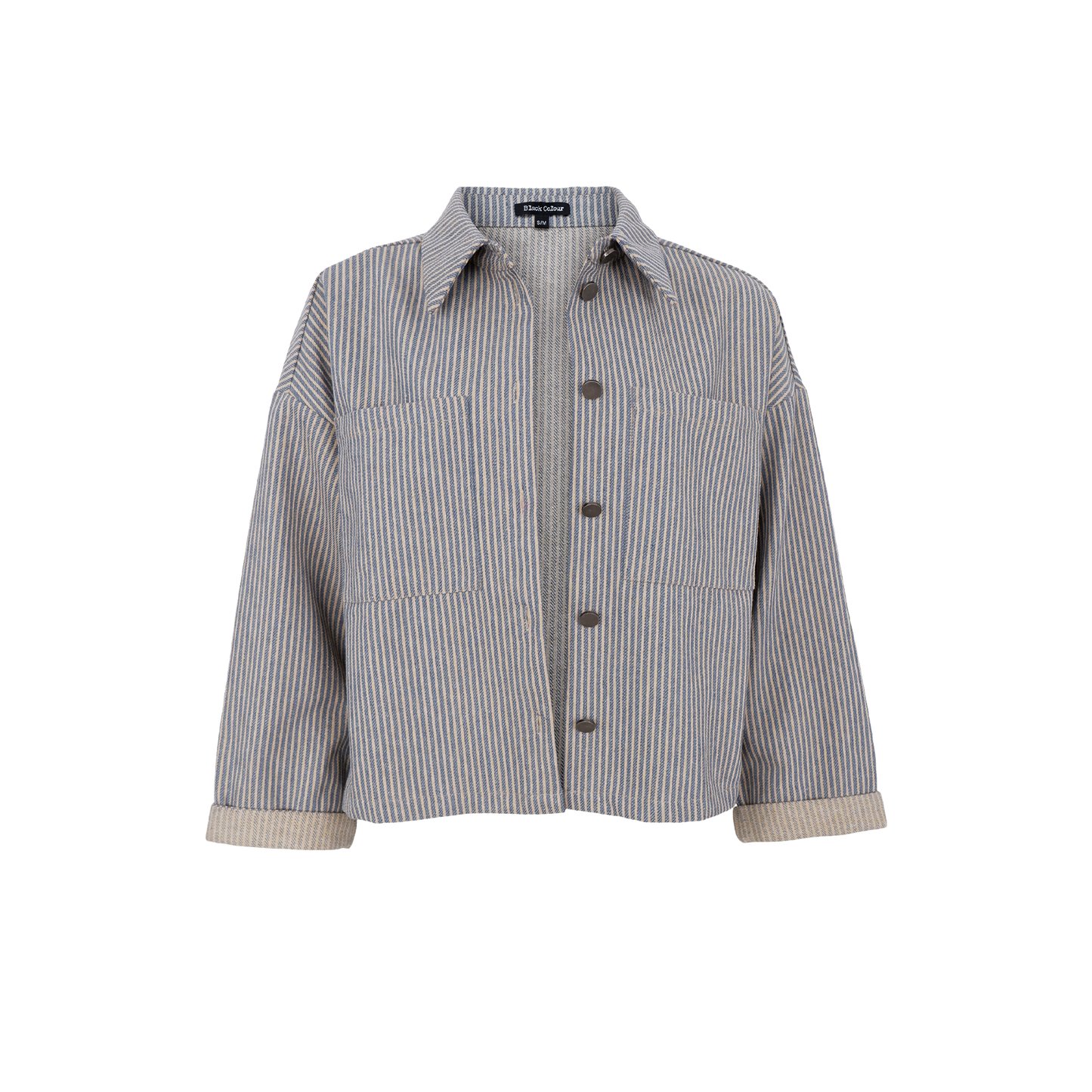 Black Colour ROSS Short Jacket - Blue Stripe