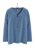 picture of Henriette Steffensen V Neck Blouse 1410 - Dusty Blue - Number Two - womens - fashion - clothing - Henriette Steffensen 1