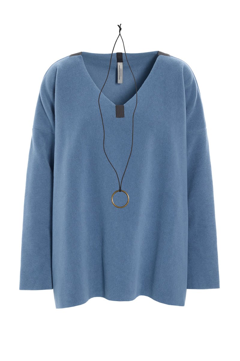 picture of Henriette Steffensen V Neck Blouse 1410 - Dusty Blue - Number Two - womens - fashion - clothing - Henriette Steffensen 1