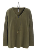 Henriette Steffensen V Neck Blouse  1410 - Moss