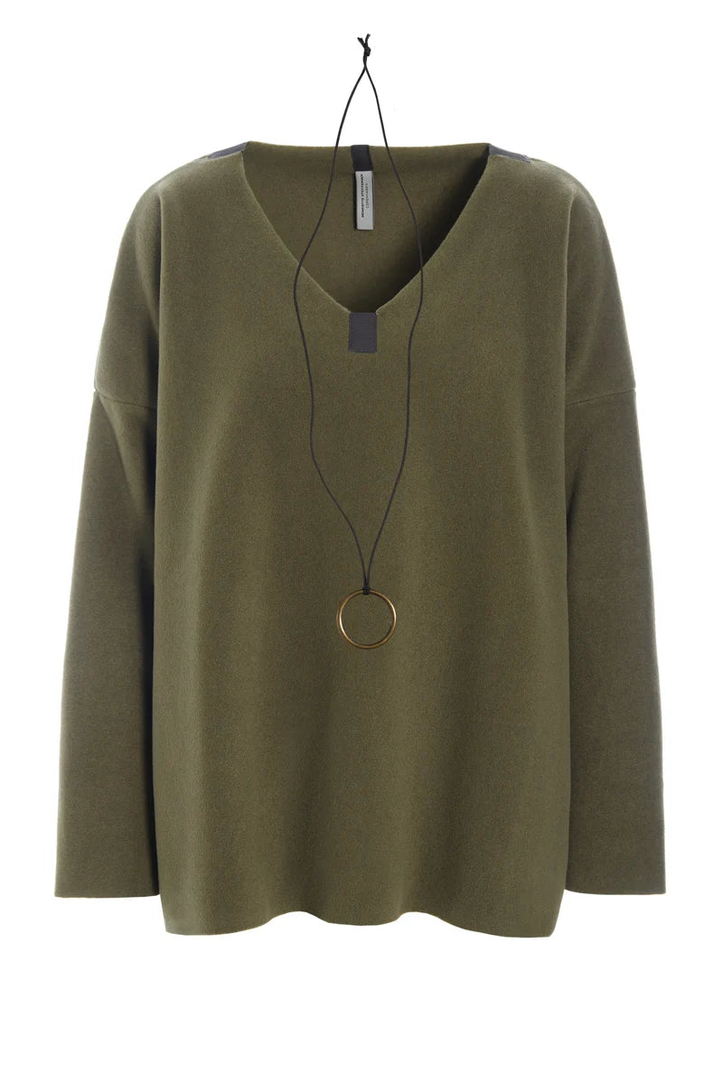 Henriette Steffensen V Neck Blouse  1410 - Moss