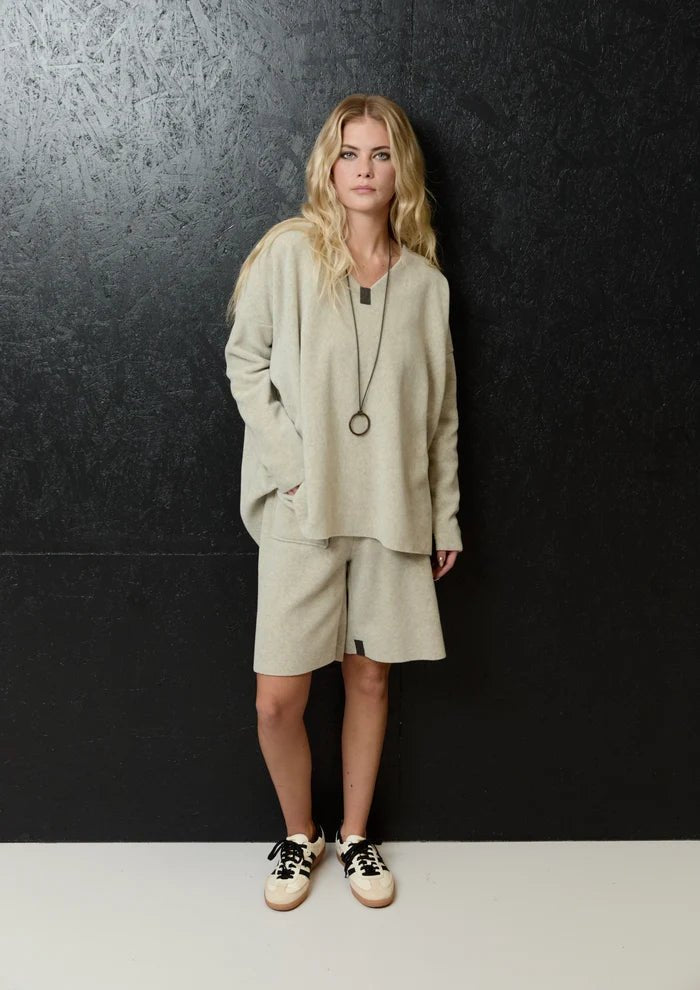picture of Henriette Steffensen V Neck Blouse 1410 - Sand - Number Two - womens - fashion - clothing - Henriette Steffensen 2