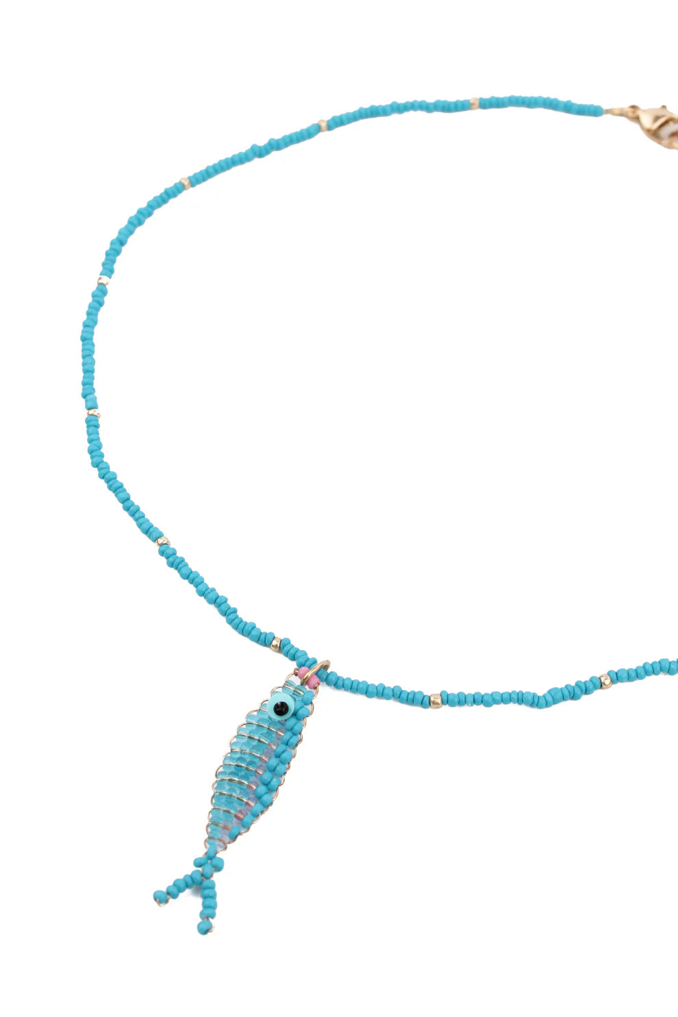 My Doris Necklace - Beaded Fish Blue
