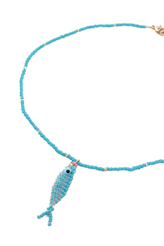 picture of My Doris Necklace - Beaded Fish Blue - Number Two - womens - fashion - accessories - My Doris 1