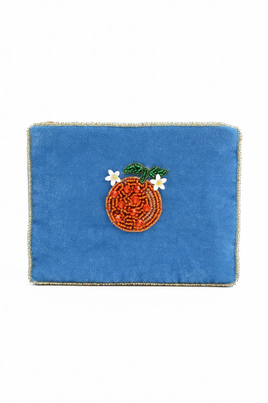 picture of My Doris Small Velvet Beaded Pouch - Blue Orange - Number Two - womens - fashion - accessories - My Doris 2