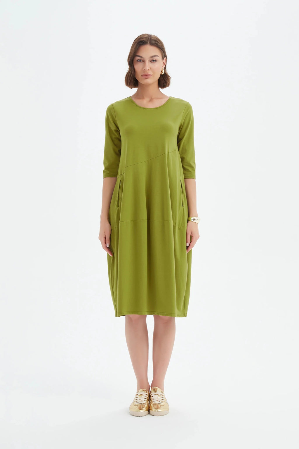 picture of Tirelli Diagonal Seam Summer Dress - Chartreuse - Number Two - womens - fashion - clothing - Tirelli 2